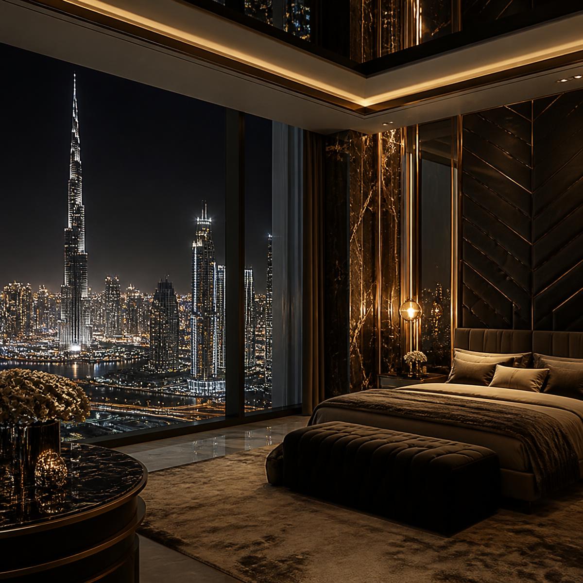 Penthouse suite overlooking the Dubai skyline